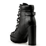 WILLOW CUSHION COLLARED LACE-UP HIGH ANKLE BOOTS