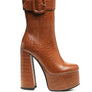 Bumpy Croc High Block Heeled Chunky Ankle Boots