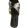 STELLAR GOLD LINE CROC TEXTURED LOW HEEL SANDALS
