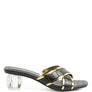 STELLAR GOLD LINE CROC TEXTURED LOW HEEL SANDALS