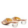 STELLAR GOLD LINE CROC TEXTURED LOW HEEL SANDALS