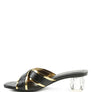 STELLAR GOLD LINE CROC TEXTURED LOW HEEL SANDALS