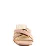 STELLAR GOLD LINE CROC TEXTURED LOW HEEL SANDALS
