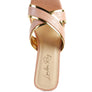 STELLAR GOLD LINE CROC TEXTURED LOW HEEL SANDALS