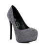 CLARISSE Diamante Faux Suede high Heeled Pumps