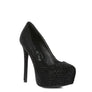 CLARISSE Diamante Faux Suede high Heeled Pumps