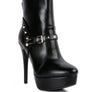 DEJANG Metal Stud faux Leather Ankle Boot