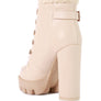 PINES Faux Leather Fur Collared Ankle Boots