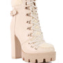 PINES Faux Leather Fur Collared Ankle Boots