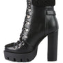 PINES Faux Leather Fur Collared Ankle Boots