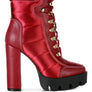 SCOTCH High Heel Quilted Satin Biker Boots