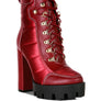 SCOTCH High Heel Quilted Satin Biker Boots