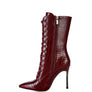 KNOCTURN Croc Textured Over The Ankle Boots