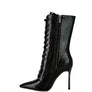 KNOCTURN Croc Textured Over The Ankle Boots