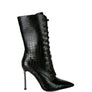 KNOCTURN Croc Textured Over The Ankle Boots