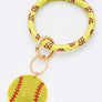 Rhinestone Softball Bracelet Key Chain