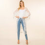 DIONA J FLOWER MESH KIMONO COVER UP ONE SIZE COLOR WHITE