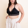 Plus Size Ribbed Lace Boho Racerback Bralette