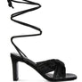 xuxa metallic tie up block heel sandals