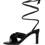xuxa metallic tie up block heel sandals