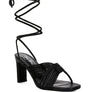 xuxa metallic tie up block heel sandals