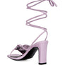 xuxa metallic tie up block heel sandals