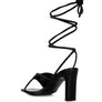 xuxa metallic tie up block heel sandals