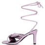 xuxa metallic tie up block heel sandals
