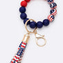 Silicon Printed Beads Tassel Bracelet Key Chain