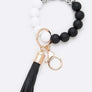 Silicon Printed Beads Tassel Bracelet Key Chain