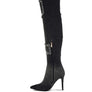 Eilish Rhinestones Knee High Denim Boots
