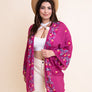 Pink Anemone Garland Embroidered Kimono