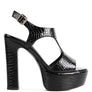 CROFT Croc High Heeled Cut Out Sandals