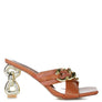 Evelane Metallic Chain Heeled Diamante Sandals