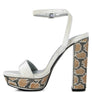 ZIRCON Diamante Studded High Block Heel Sandals