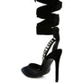WALLIS Velvet Diamante Tie Up High Heeled Sandals