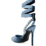 WALLIS Velvet Diamante Tie Up High Heeled Sandals