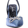 Firebird Velvet Diamante Heeled Slingback Mules