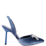 Firebird Velvet Diamante Heeled Slingback Mules