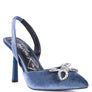 Firebird Velvet Diamante Heeled Slingback Mules