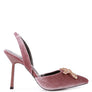 Firebird Velvet Diamante Heeled Slingback Mules