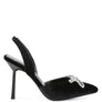 Firebird Velvet Diamante Heeled Slingback Mules