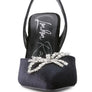 Firebird Velvet Diamante Heeled Slingback Mules