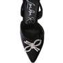 Firebird Velvet Diamante Heeled Slingback Mules