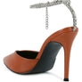 Joyce High Heeled Rhinestone Mule Sandals