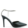 Joyce High Heeled Rhinestone Mule Sandals
