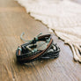 Multi-strand Leather Bead Bracelet W/ Charm