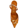Pull Me Diamante Metal Chain Sandals