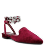 SALOME Burgundy Velvet Luxe Jewelled Flat Mules