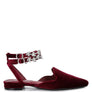 SALOME Burgundy Velvet Luxe Jewelled Flat Mules
